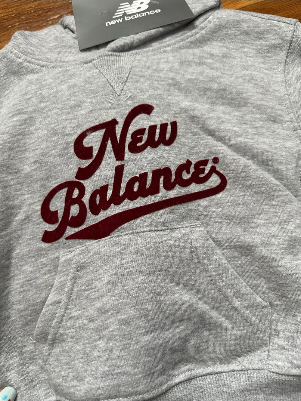 New Balance Kids Light Gray Sweatpants & Joggers with Maroon Logo